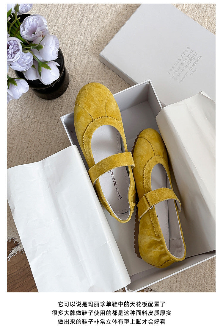 Karin Luna Casual Shoes Series~  In Stock In Stock Magic Tape Round Toe Internal Height Increase Single Strap Flats