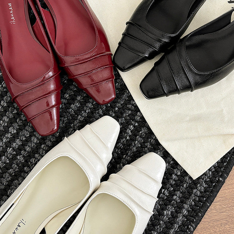 Karin Luna French Retro Square Toe Wrinkled Closed-Toe Sandals