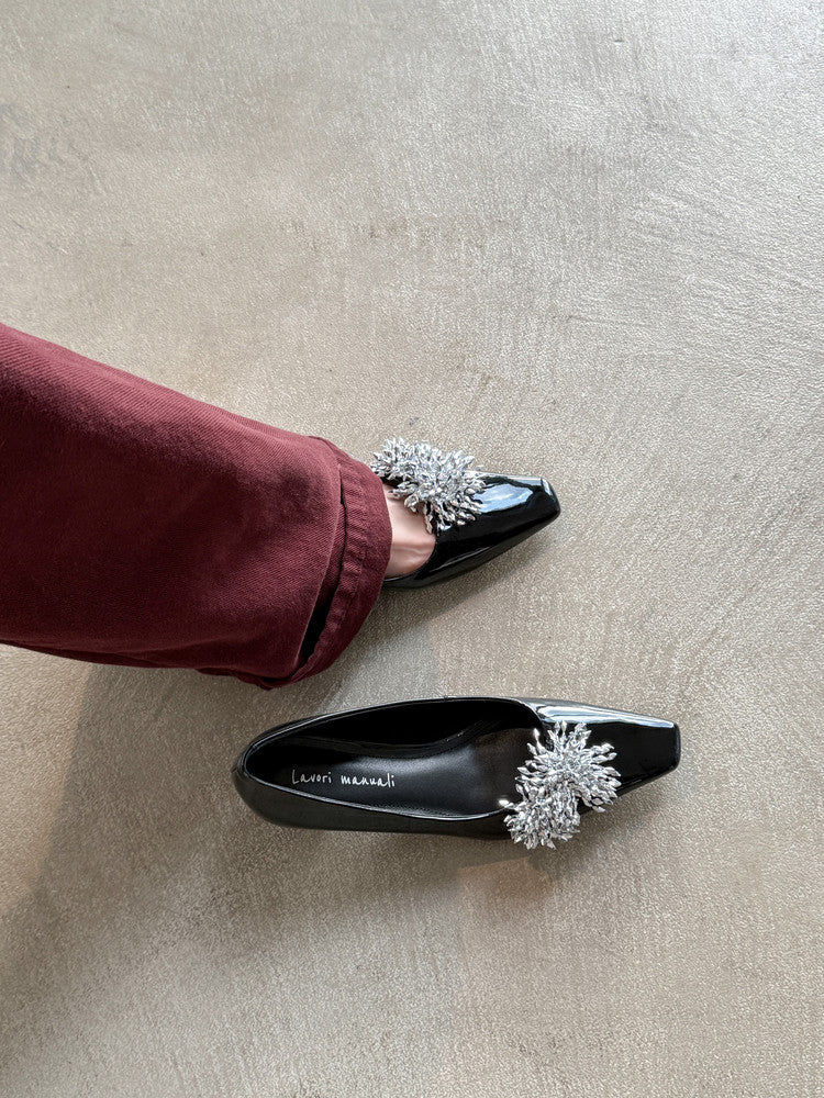 Karin Luna In Stock Spot Goods Exquisite Fireworks Buckle Small Square Toe Chunky Heel Commuter Shoes