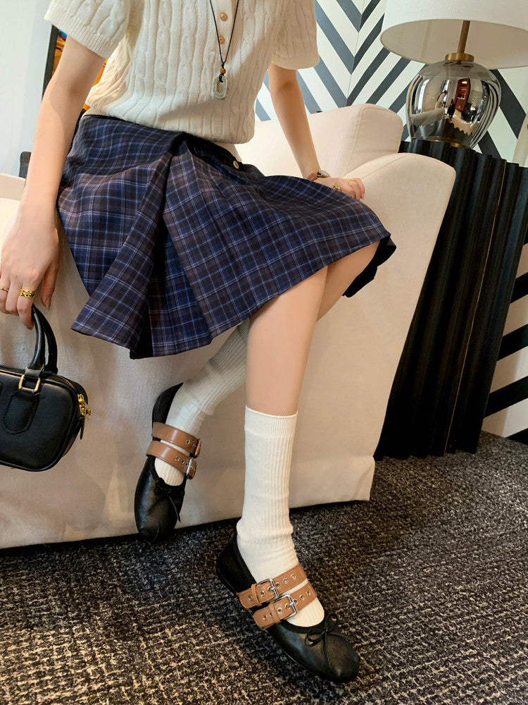 Karin Luna In Stock Spot Goods Minimalist Retro Round Toe Mary Jane Bowknot Height-Increasing Flats