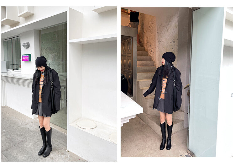 Karin Luna In Stock  Cowhide Niche Versatile Style Knight Boots