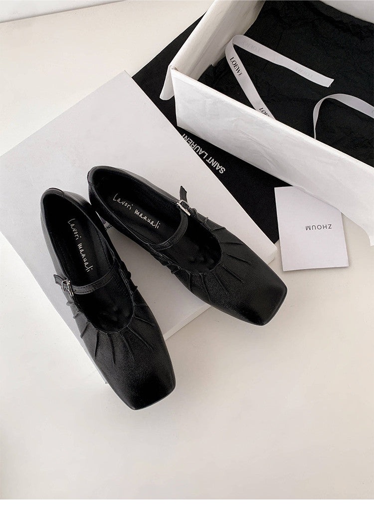 Karin Luna In Stock Spot Goods  Vintage Wrinkled One-Strap Granny Flats