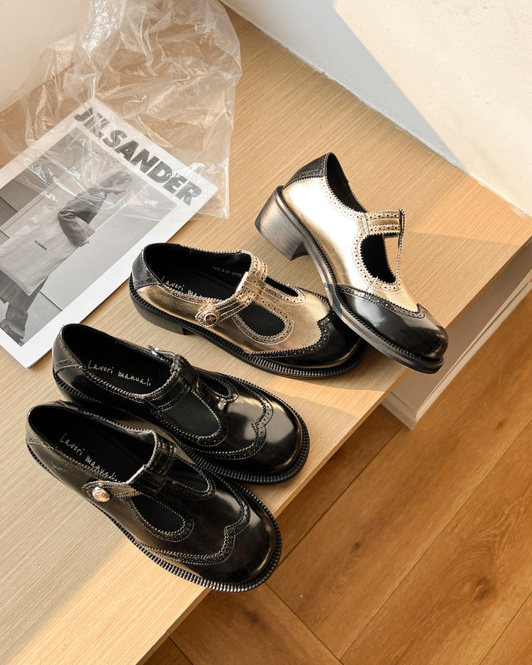 Karin Luna In Stock Spot Goods  Color Matching t Round Toe British Style Single Shoes