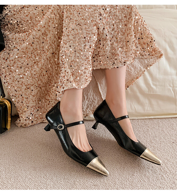 Karin Luna In Stock  Spot Goods In Stock  Classic Color Block Pointed Toe Hot-Selling Elegant Stiletto Pumps