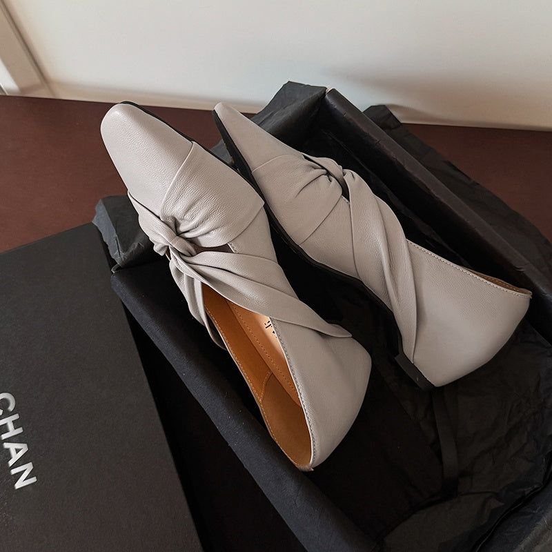 Karin Luna Cross Design Square Toe Hidden Wedge Shoes