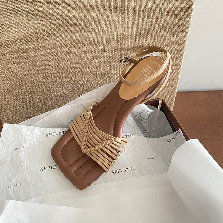 Karin Luna Data Hot Item  Comes with data plan included Hand-woven Square Toe Sofa Insoles Irregular Heel Sandals