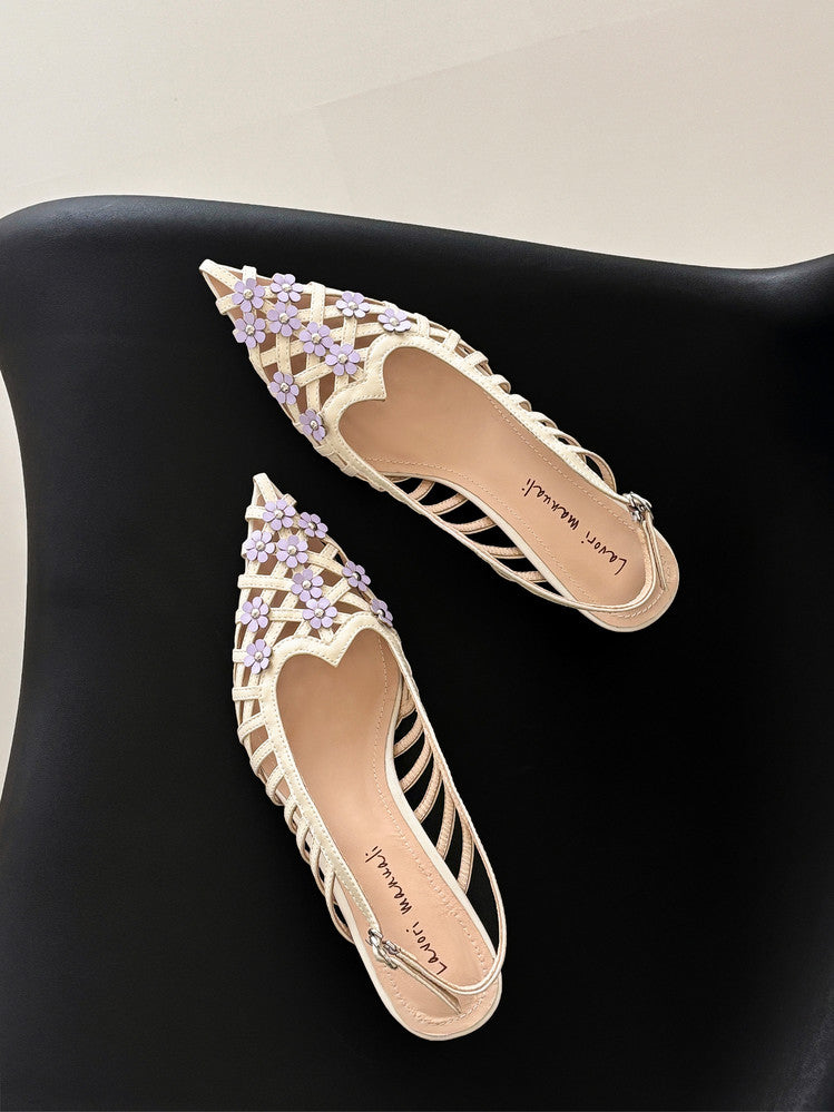 Karin Luna In Stock Spot Goods  Purely Handmade Flowers High-end Hollow Out Sandals