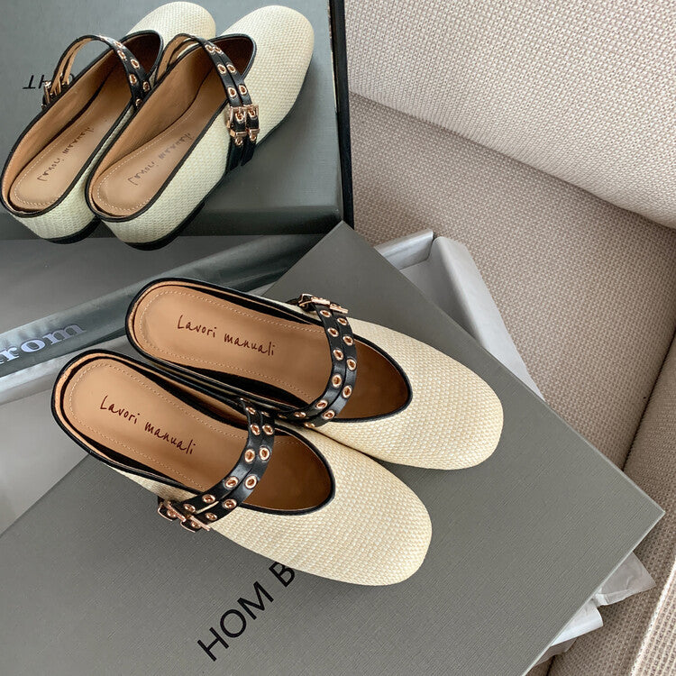 Karin Luna  Closed-Toe Woven Style Height-Increasing Slippers