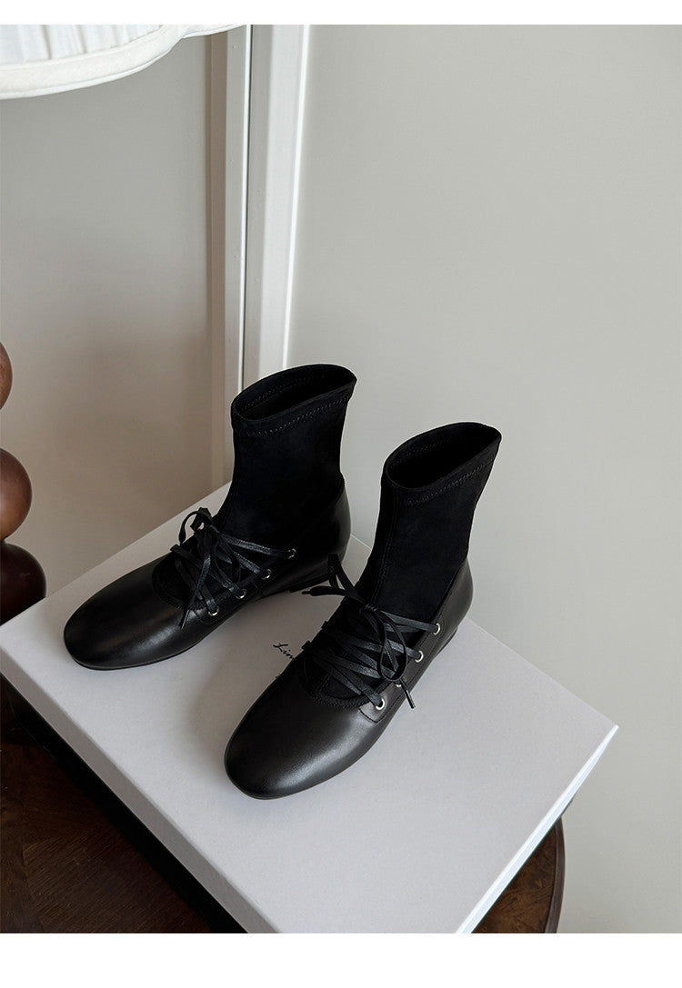 Karin Luna Round Toe Internal Height Increase Lace-up Ankle Boots