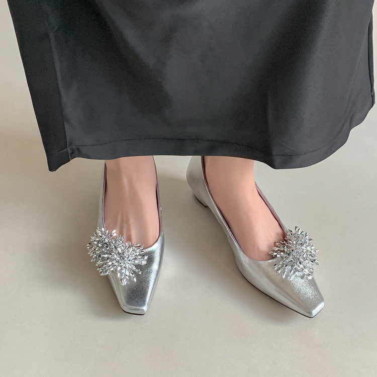 Karin Luna In Stock Spot Goods Exquisite Fireworks Buckle Small Square Toe Chunky Heel Commuter Shoes