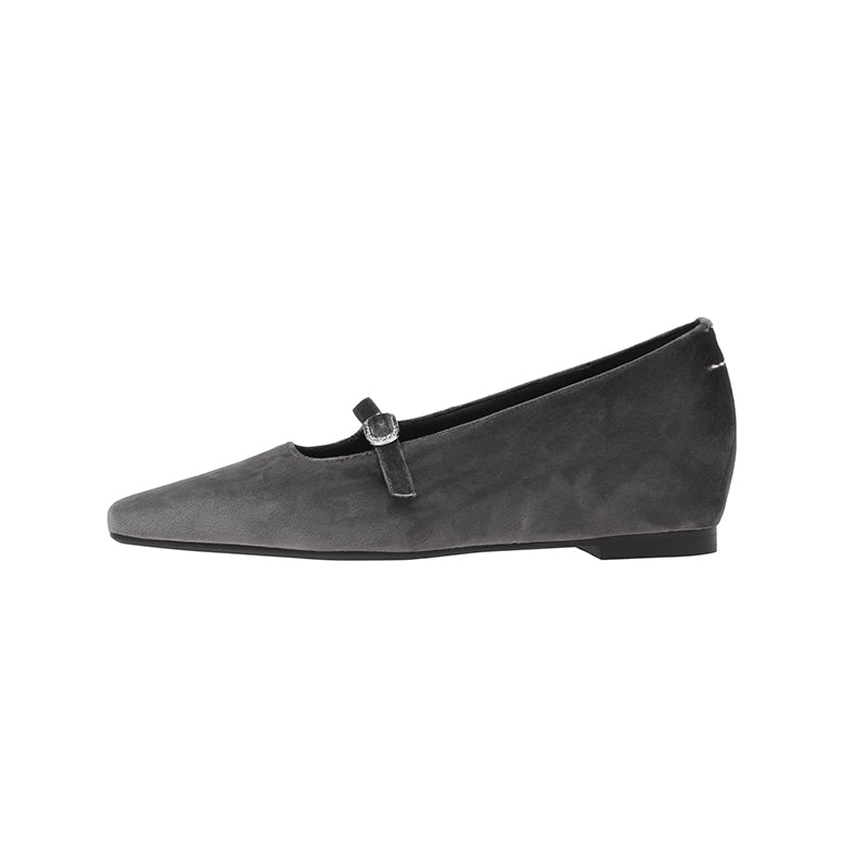 Karin Luna In Stock Spot Goods  Elegant Square-Toe One-Strap Height-Increasing Flats