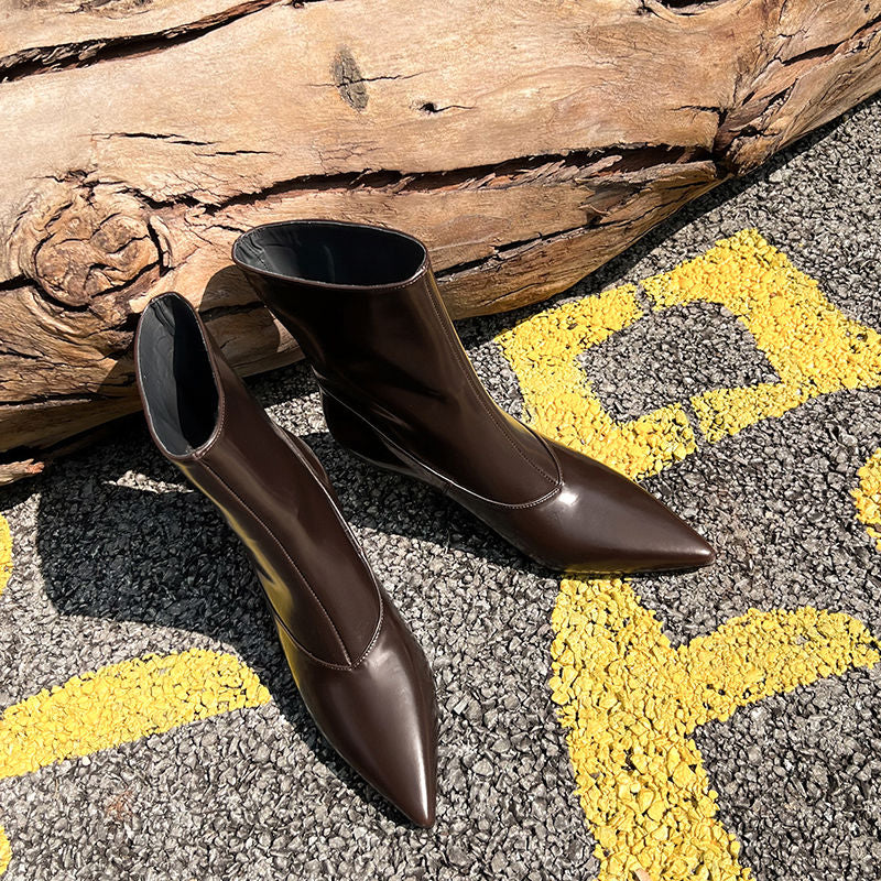 Karin Luna In Stock  Spot Goods Elegant kitten heel pointed toe trendy ankle boots