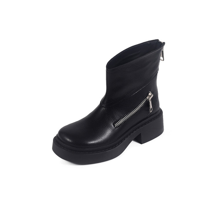 Karin Luna Niche Diagonal Zipper Basic Thick Sole Short Boots