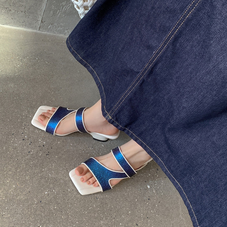 Karin Luna Fish Skin Series~Minimalist Square Toe Popular Irregular Heel Slippers