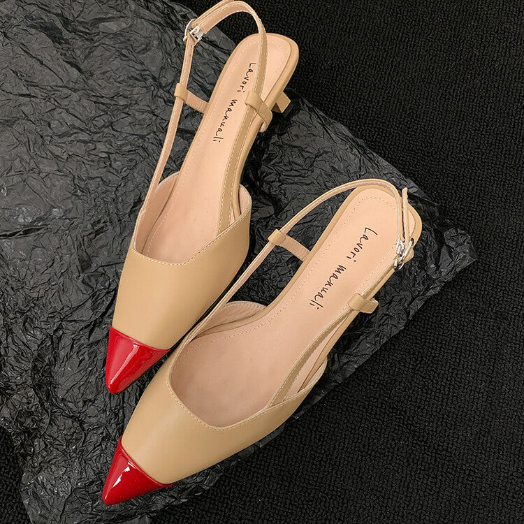 Karin Luna In Stock 24New Year's stock is now available Color Block Pointed Toe Full Leather Sandals
