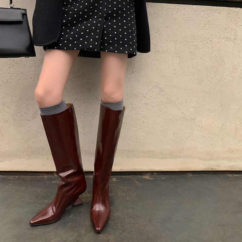 Karin Luna European and American Style Unisex Square-Toed Long Boots