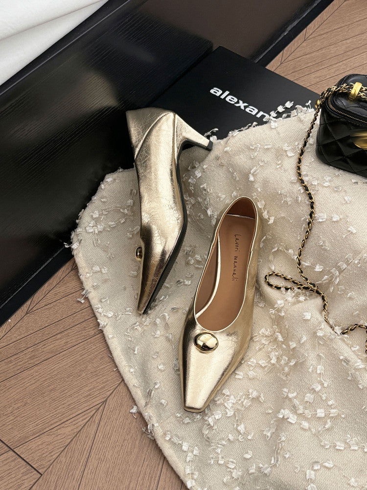 Karin Luna In Stock In Stock ~Basic Versatile French Style Small Square Toe Shallow Mouth Single Shoes
