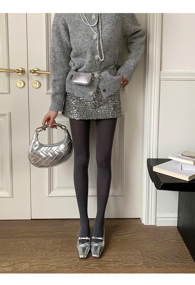 Karin Luna In Stock Spot Goods  Hot-Selling Element Bowknot Square-Toe Color-Block Height-Increasing Flats