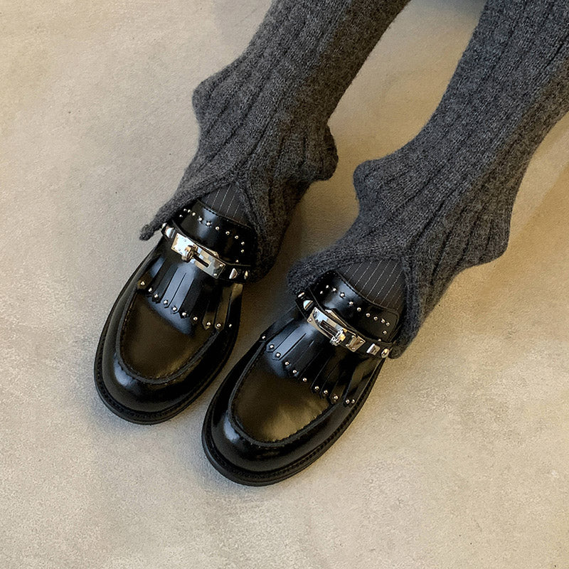 Karin Luna Casual Shoes Series~ Spot Goods Spot Goods Hot-selling Tassel Element Small Gold Buckle Single Shoes