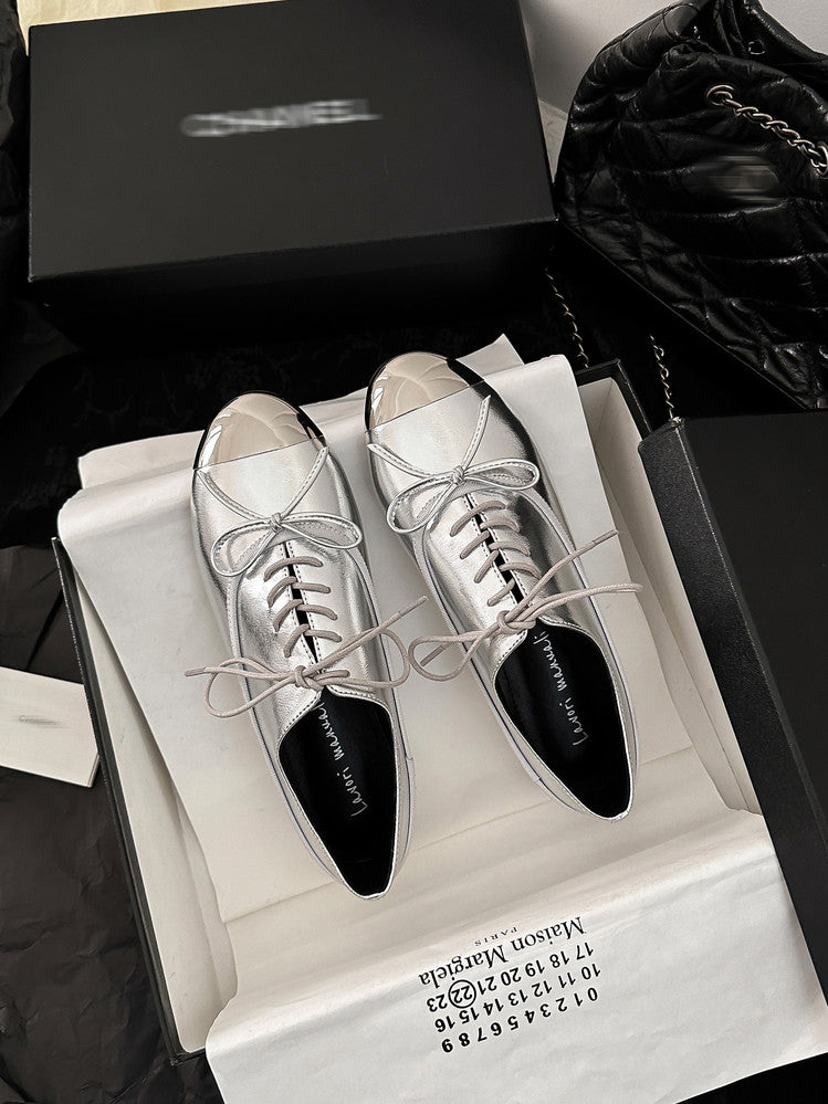 Karin Luna In Stock Spot Goods  Casual Lace-Up Metal Toe Bow Deep Mouth Single Shoes