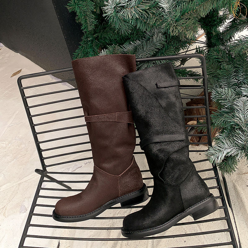 Karin Luna In Stock Spot Goods   Heavy-duty Edition Highly Consuming Material Round Toe Long Boots