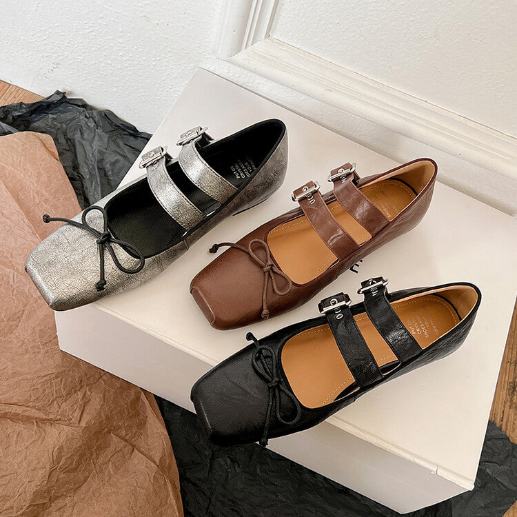 Karin Luna Future Sense silver~Spot Goods Spot Goods Hot-selling Bowknot Retro Belt Buckle Ballet Mary Jane Shoes