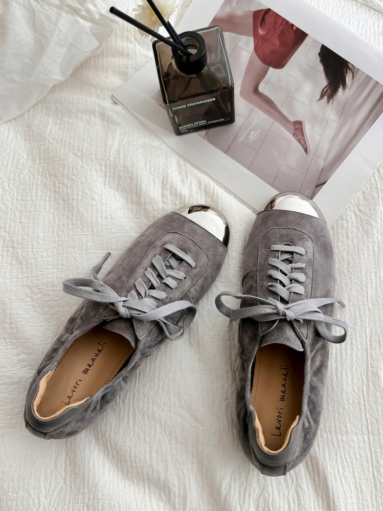 Karin Luna In Stock In Stock  High-end Metal Toe Lace-up Flats