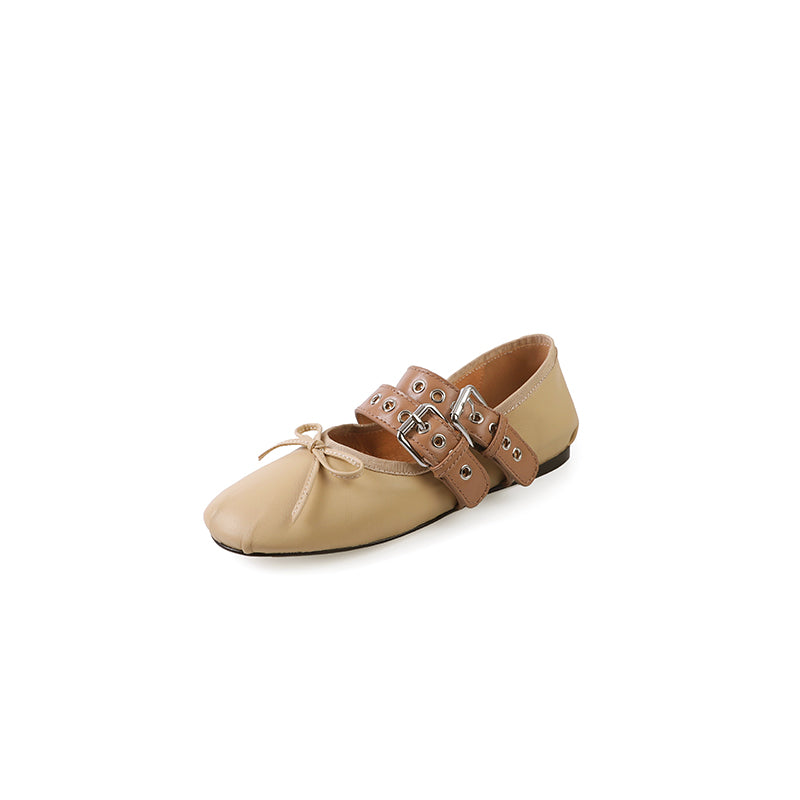 Karin Luna In Stock Spot Goods Minimalist Retro Round Toe Mary Jane Bowknot Height-Increasing Flats