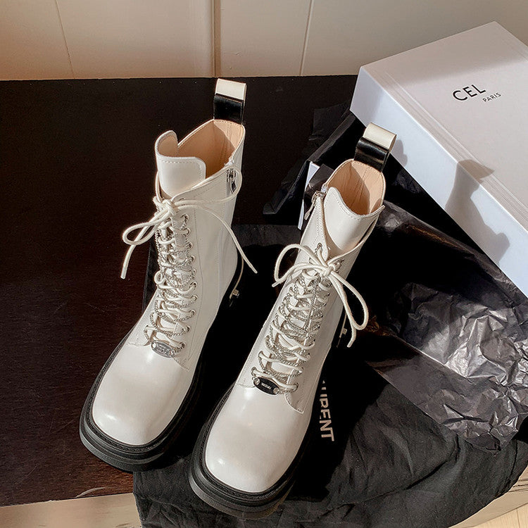 Karin Luna In Stock Spot Goods Lace-up casual metal decorative thick-soled Martin boots