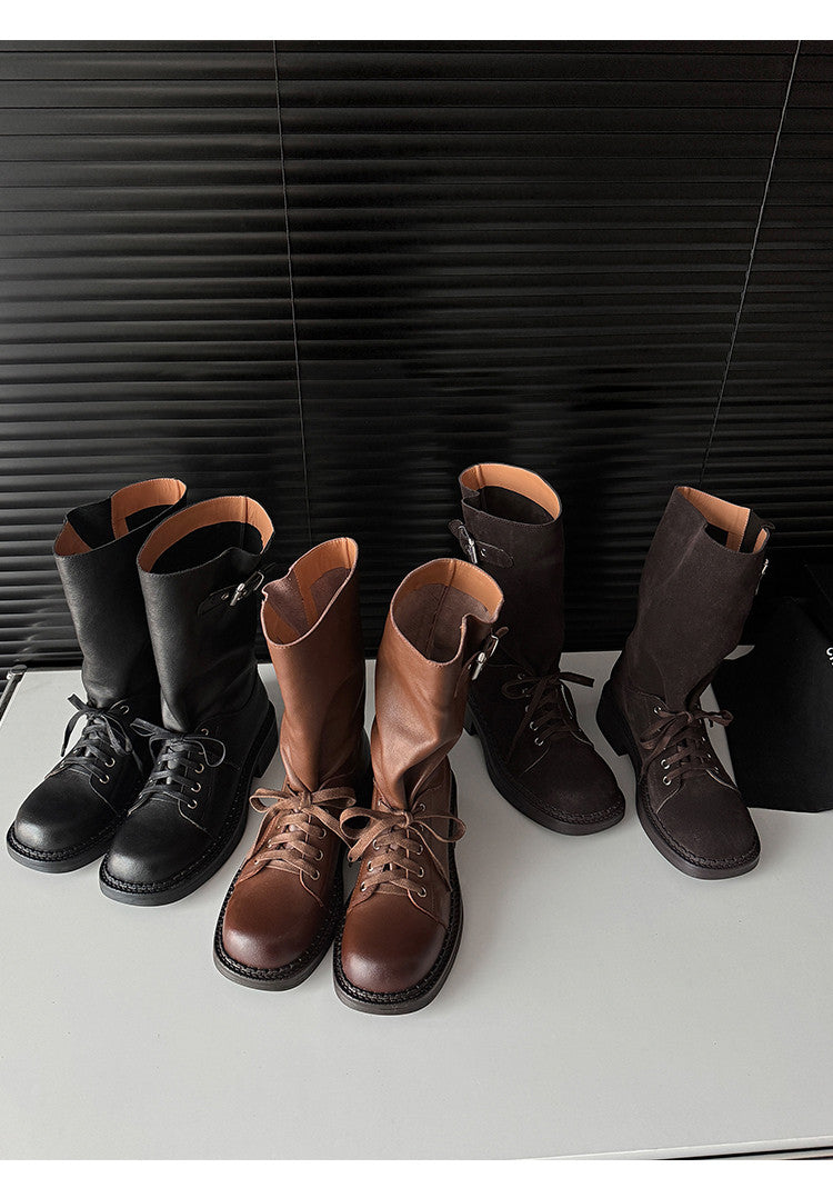 Karin Luna Bestseller Large Tube Thick Sole Martin Boots with Belt Buckle