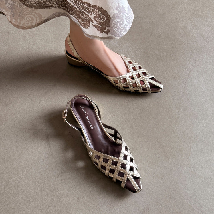 Karin Luna Braided Style ~Cross-woven Pointed Toe Closed-toe Sandals