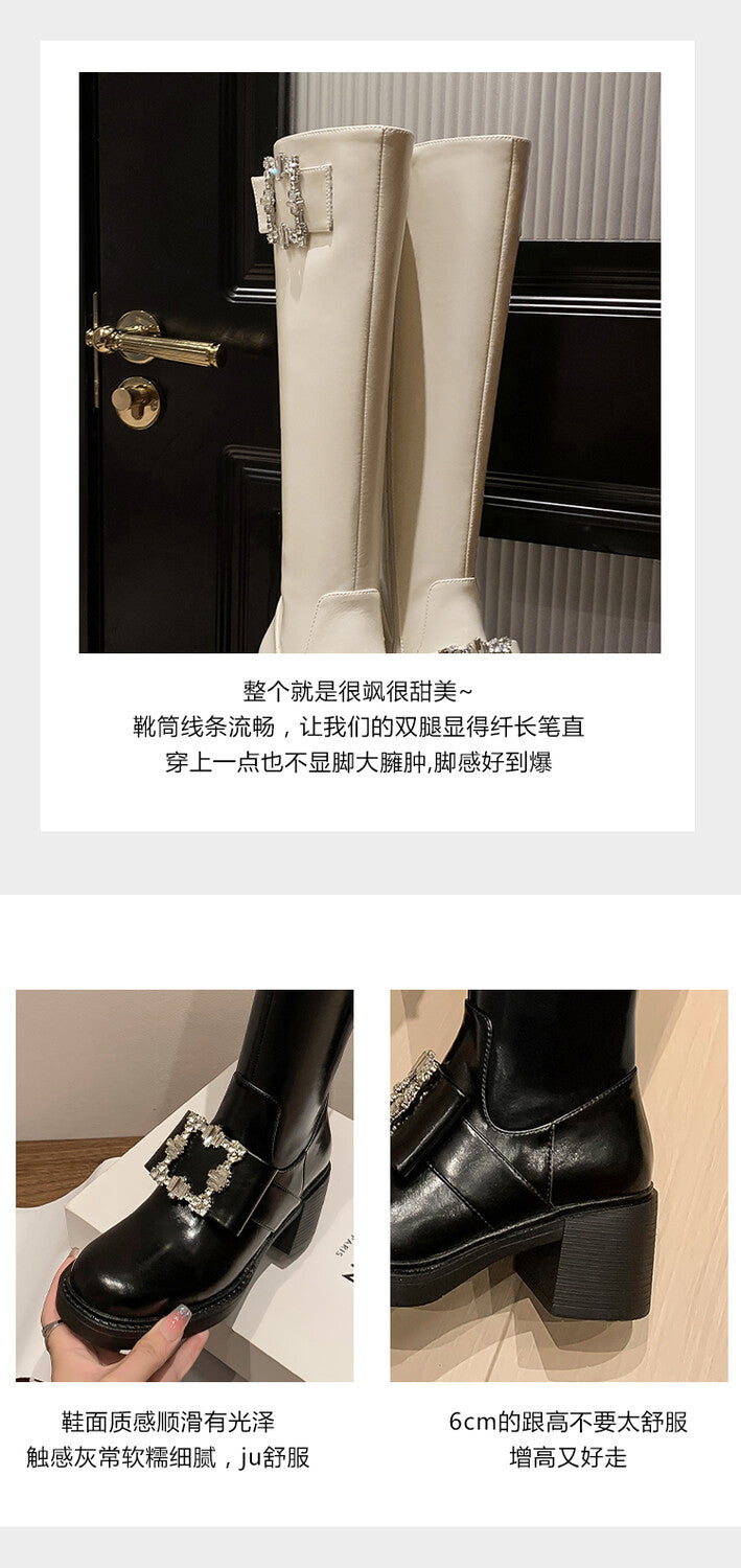 Karin Luna has prepared stock  Custom Large Square Buckle Bowknot Fastener Elegant Long Boots