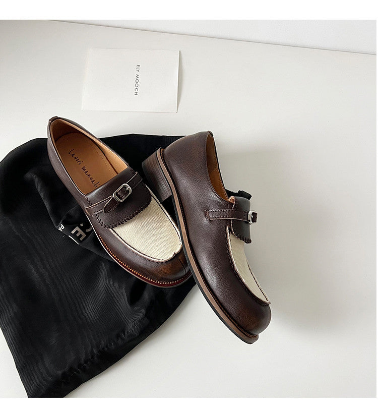 Karin Luna Casual Shoes Series~  In stock Classic color-blocking British style deep-mouth single shoes