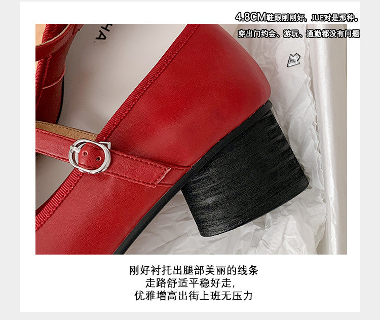 Karin Luna In Stock Spot Goods  Vintage Three-Dimensional Camellia Square-Toed Mary Jane Shoes