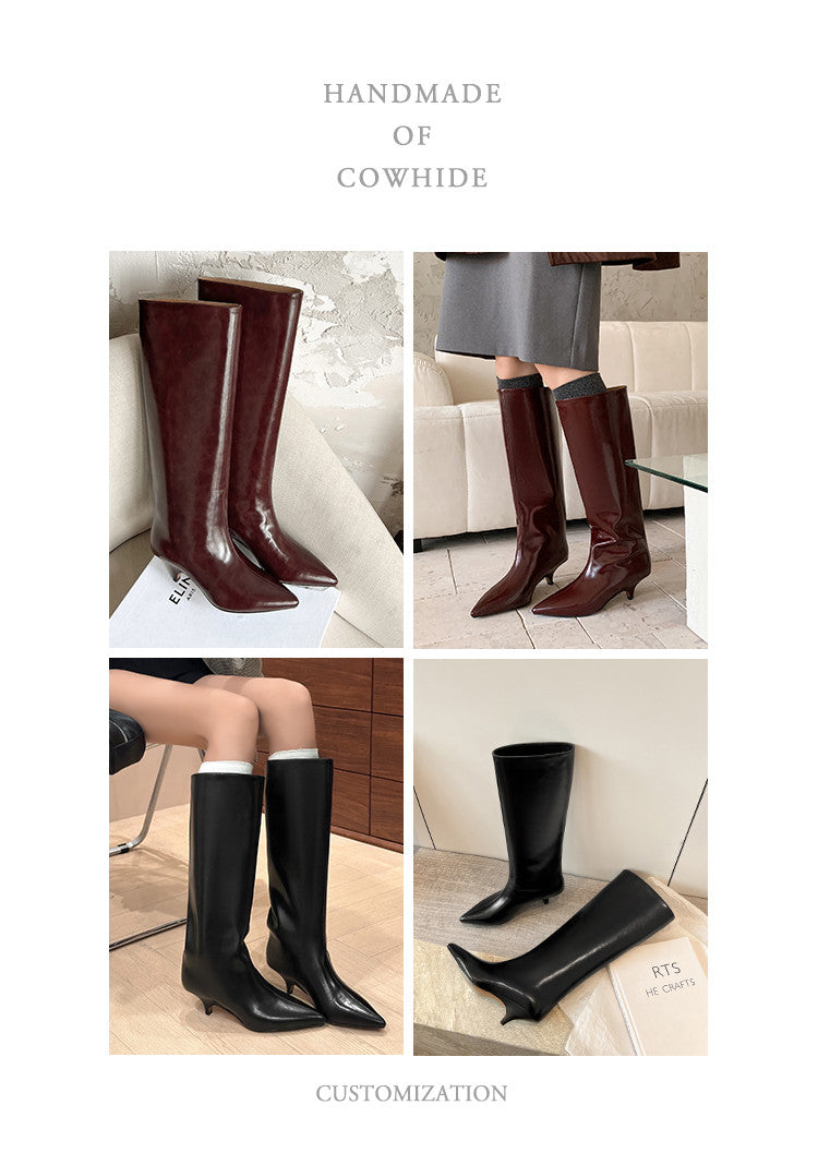 Karin Luna In Stock In Stock    Stunning Elegant Style Kitten Heel Straight Long Boots