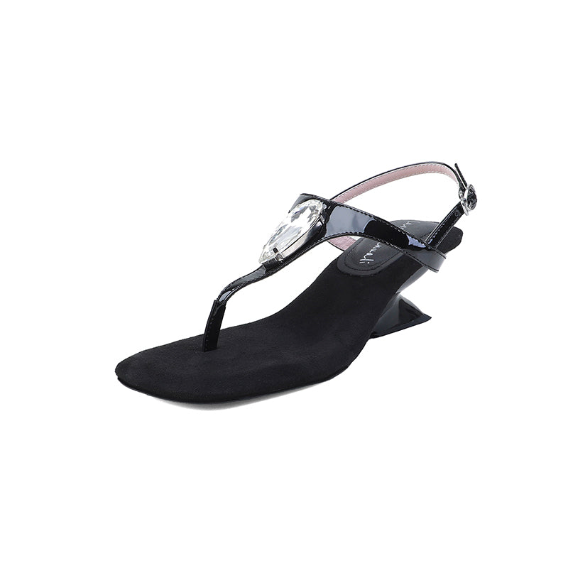 Karin Luna Bestseller Element Square Toe Irregular Heel Super Stable Toe Clip Sandals