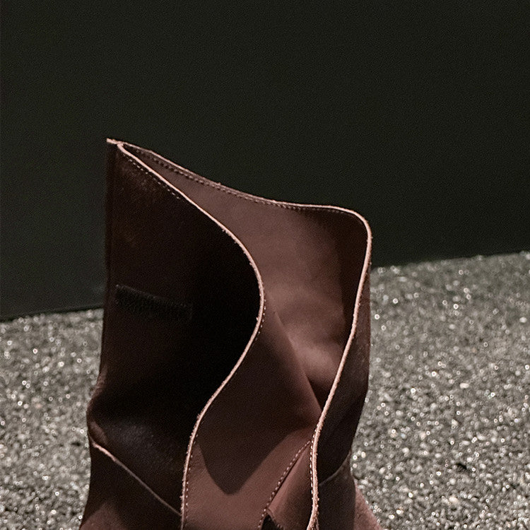 Karin Luna In Stock Spot Goods  Super textured Lazy Style Thick-Soled Ankle Boots
