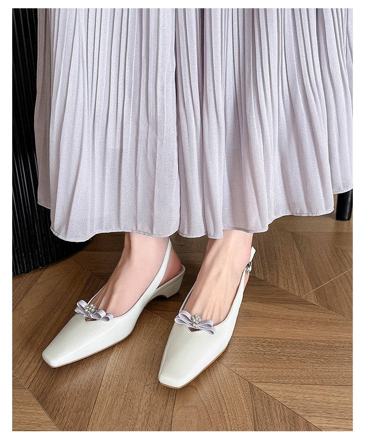 Karin Luna In Stock In Stock Sweet Bowknot Small Square Toe Chunky Heel Closed-toe Elegant Retro Sandals