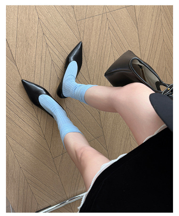 Karin Luna In Stock Spot Goods Classic three-color pointed toe metal heel shoes