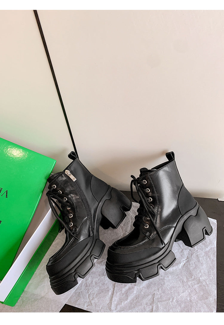 Karin Luna Casual Thick Sole Lace-up Short Boots