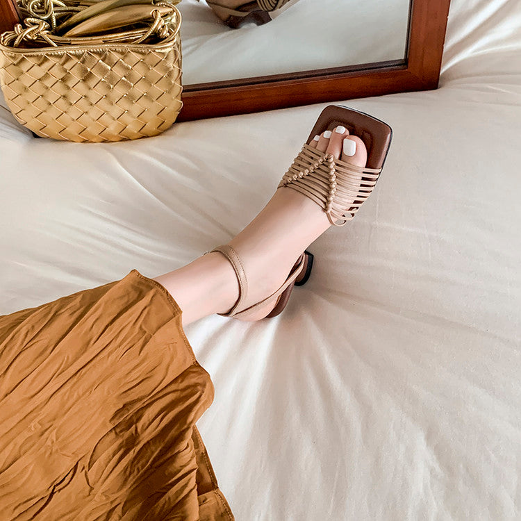 Karin Luna Data Hot Item  Comes with data plan included Hand-woven Square Toe Sofa Insoles Irregular Heel Sandals
