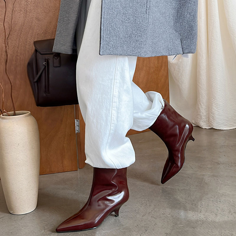 Karin Luna In Stock Spot Goods Minimalist Tube Kitten Heel Short Boots