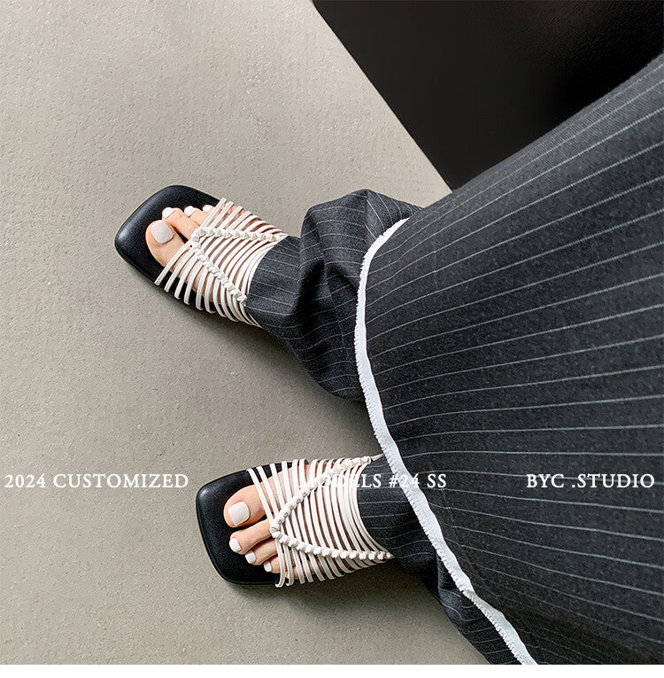 Karin Luna In Stock Spot Goods  Resort Style Handwoven Flat Sole Slippers