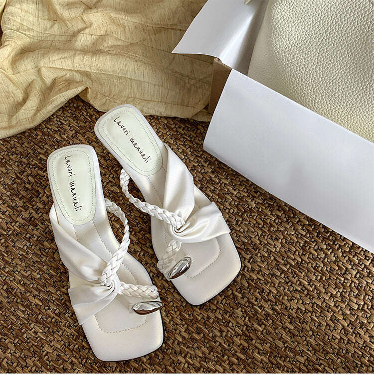 Karin Luna has a sense of design ~Twist Braided Cross Strap Square Toe Sandals