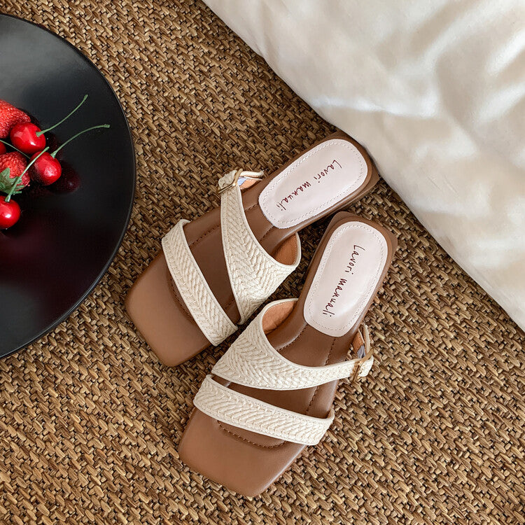 Karin Luna Full of casual charm~ Irregular Weaving Design Flat Slippers