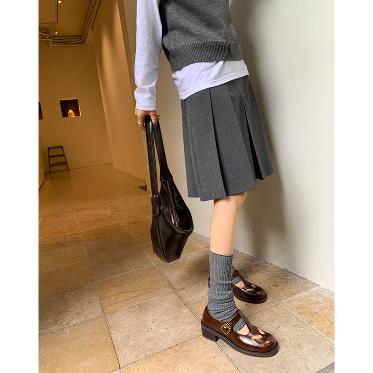 Karin Luna In Stock Spot Goods Minimalist Retro British Style Irregular Hollow Single Shoes