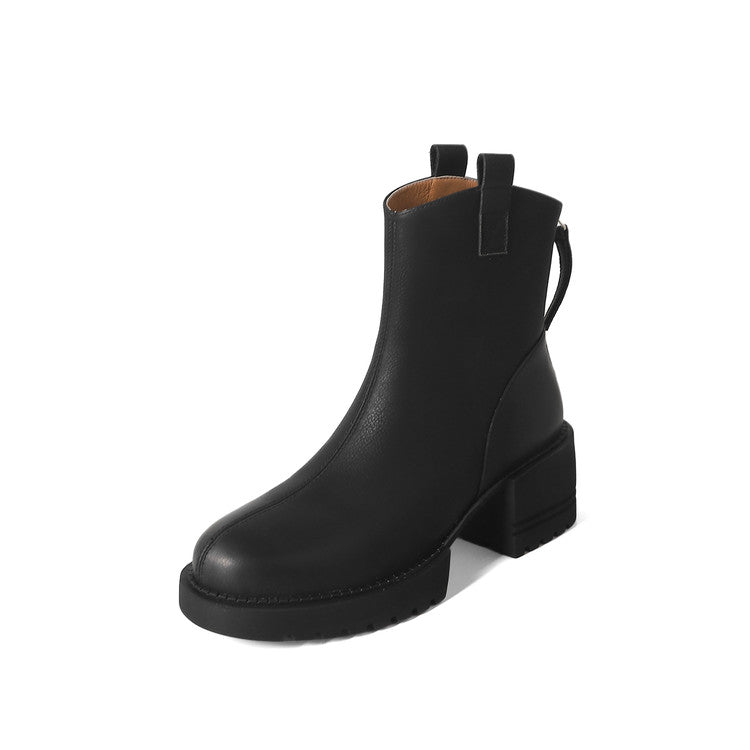 Karin Luna In Stock Versatile Round Toe Chunky Heel Ankle Boots
