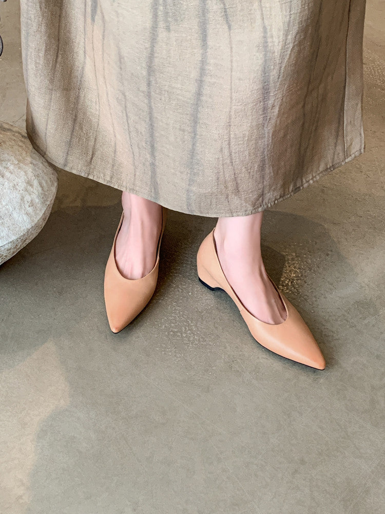 Karin Luna Full Layer Inside and Out~Basic Versatile Retro French Pointed Toe Irregular Heel Single Shoes