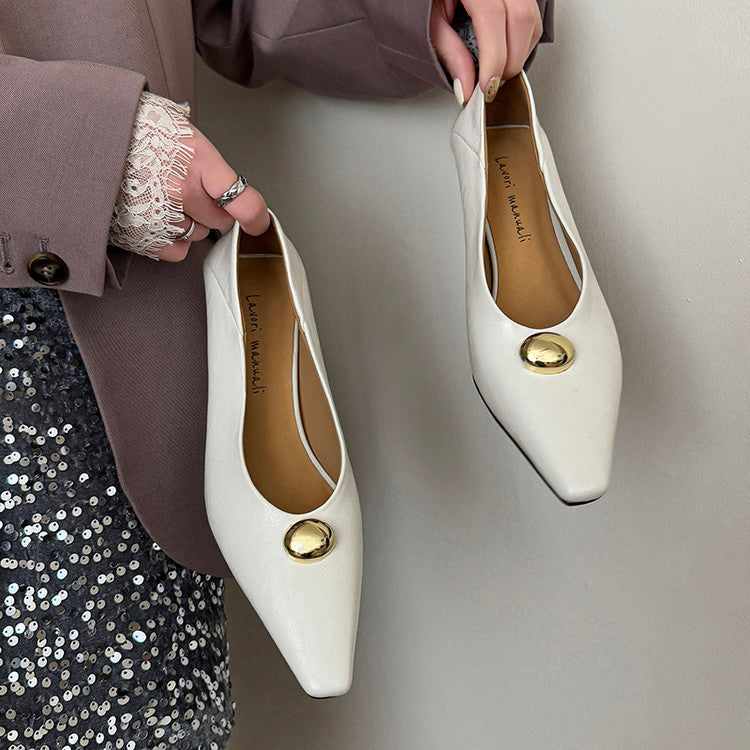 Karin Luna In Stock In Stock ~Basic Versatile French Style Small Square Toe Shallow Mouth Single Shoes