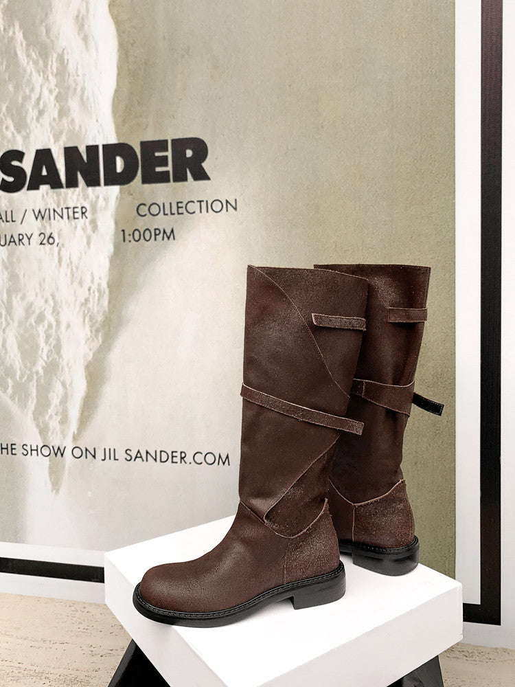 Karin Luna In Stock Spot Goods   Heavy-duty Edition Highly Consuming Material Round Toe Long Boots